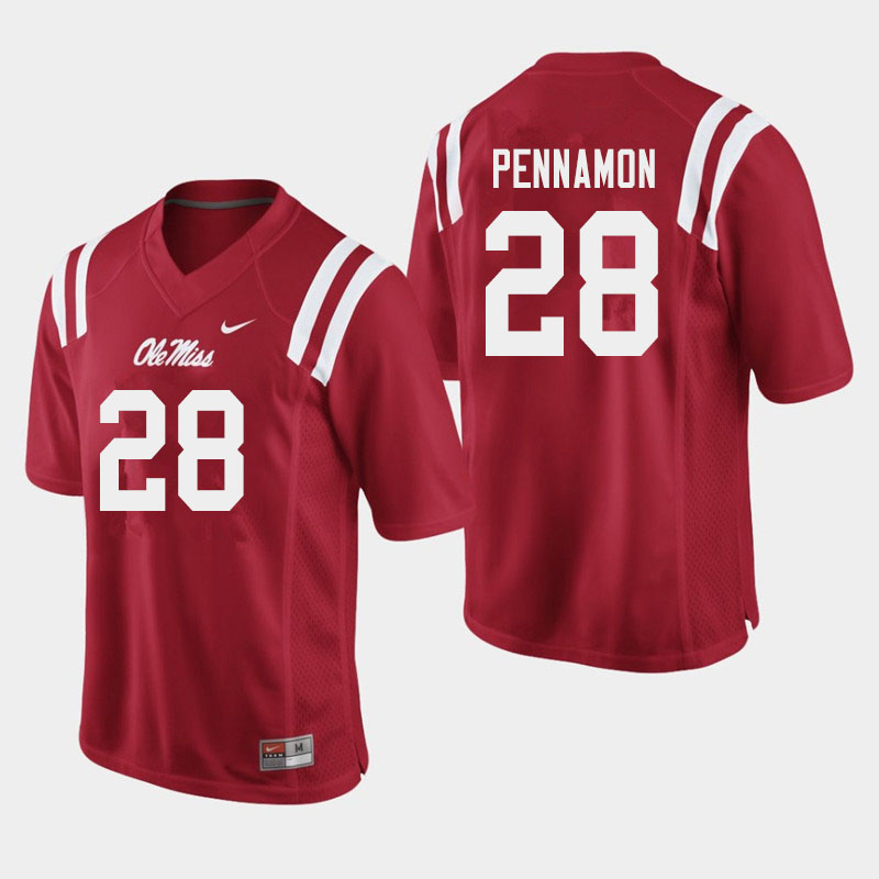 D'Vaughn Pennamon Ole Miss Rebels NCAA Men's Red #28 Stitched Limited College Football Jersey UMQ6058BT